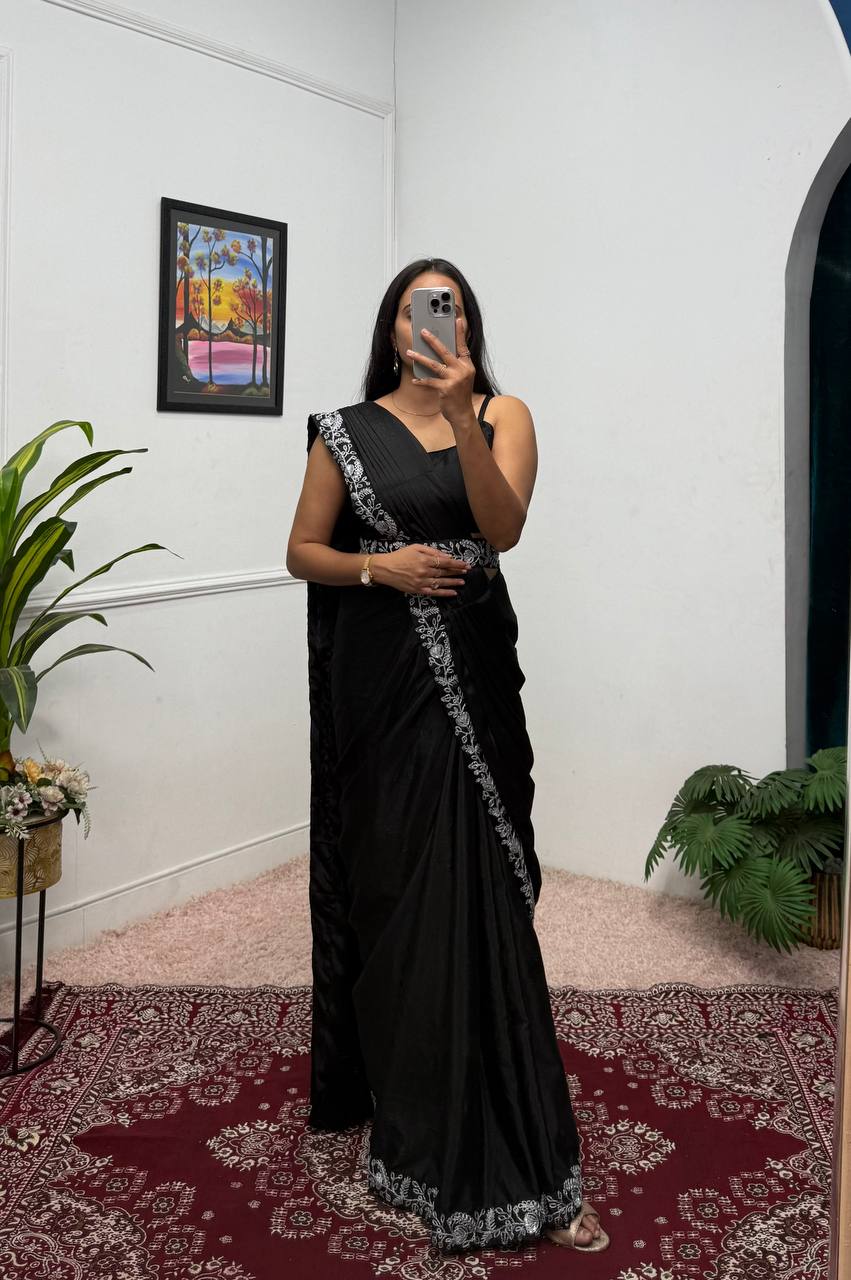 Ethereal Drapes and Timeless Grace The Art of the Shrug Saree