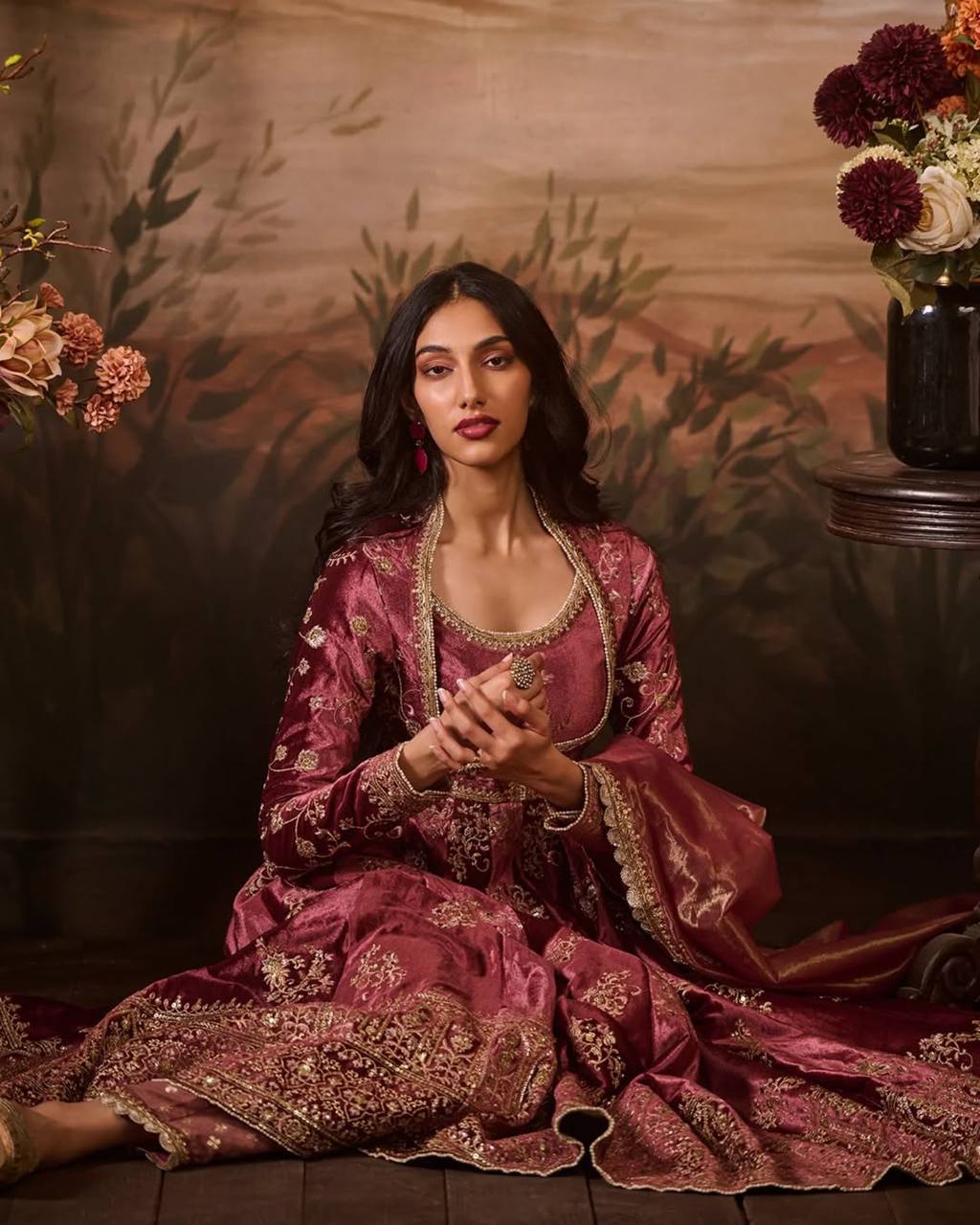Majestic Maroon Glow Gown