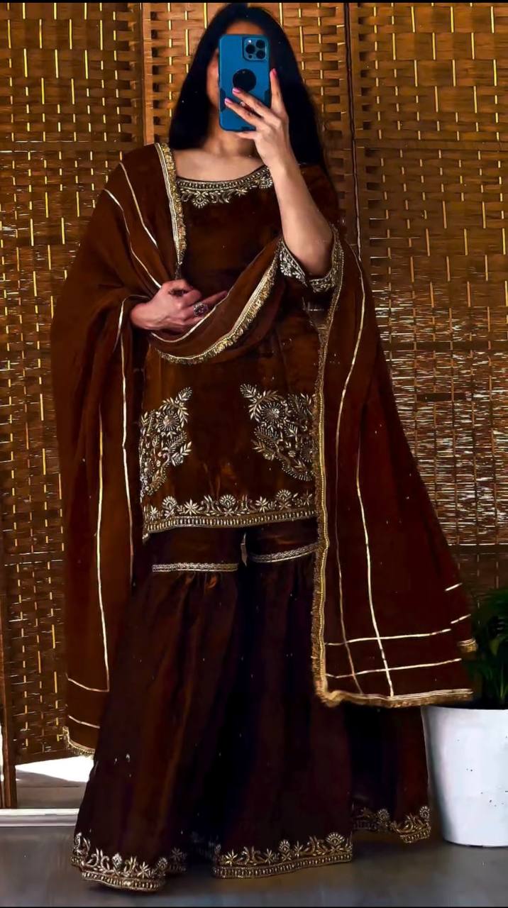 Golden Aura Festive Sharara Set