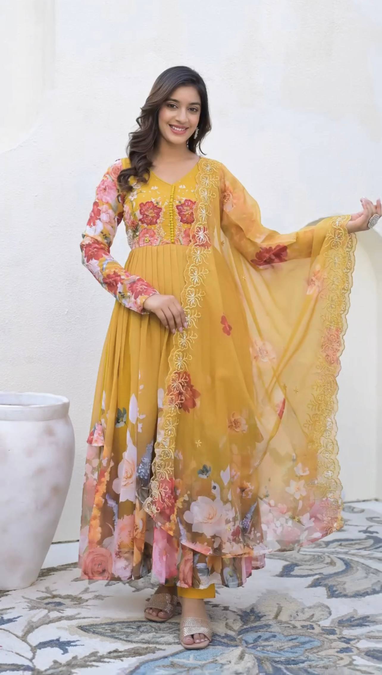 Graceful Garden Pure Fox Georgette Floral Anarkali Gown