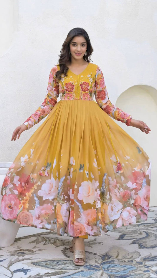 Graceful Garden Pure Fox Georgette Floral Anarkali Gown