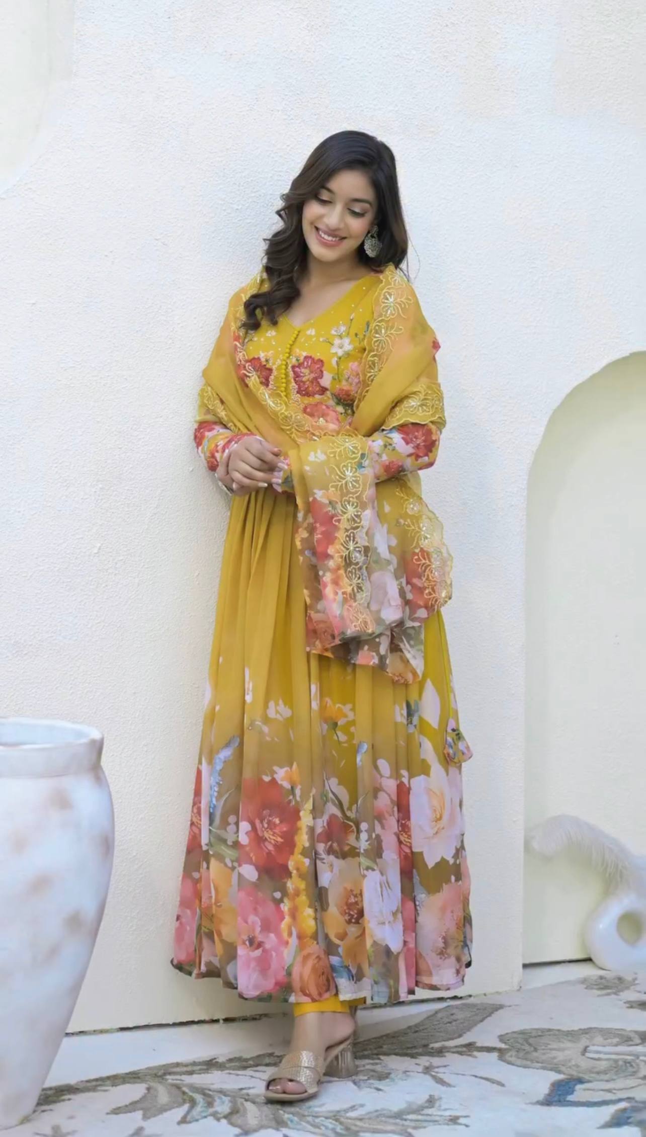 Graceful Garden Pure Fox Georgette Floral Anarkali Gown