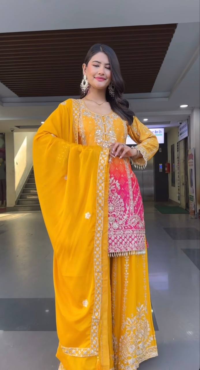 Traditional Embroidered Suit Set with Dupatta