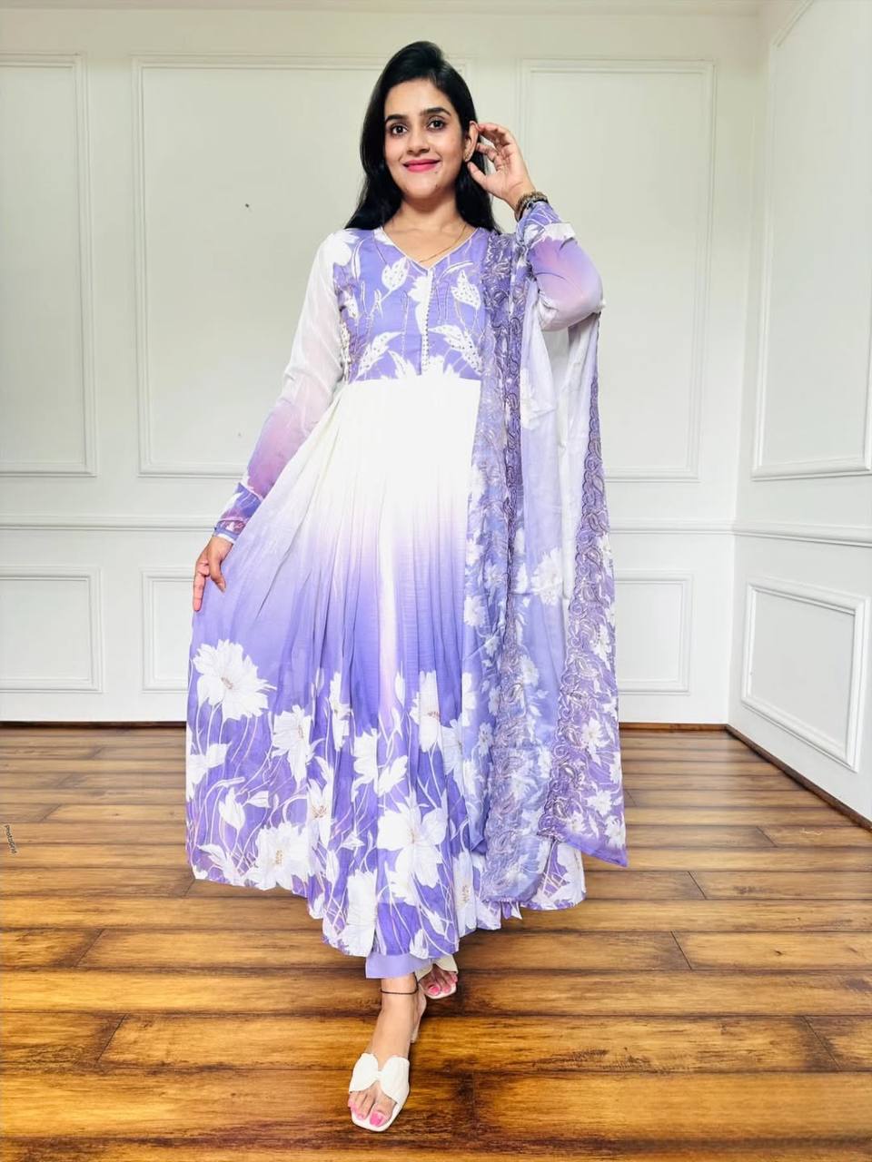 Ethereal Purple-White Floral Suit