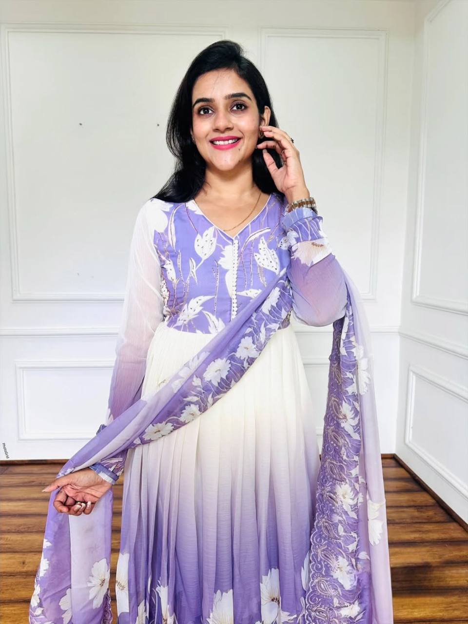 Ethereal Purple-White Floral Suit