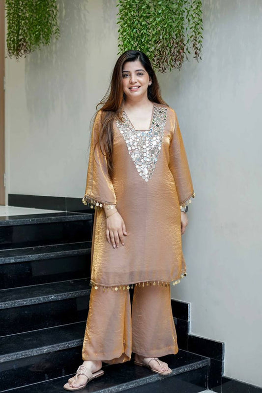 Golden Mirage Mirror Work Kurta Set