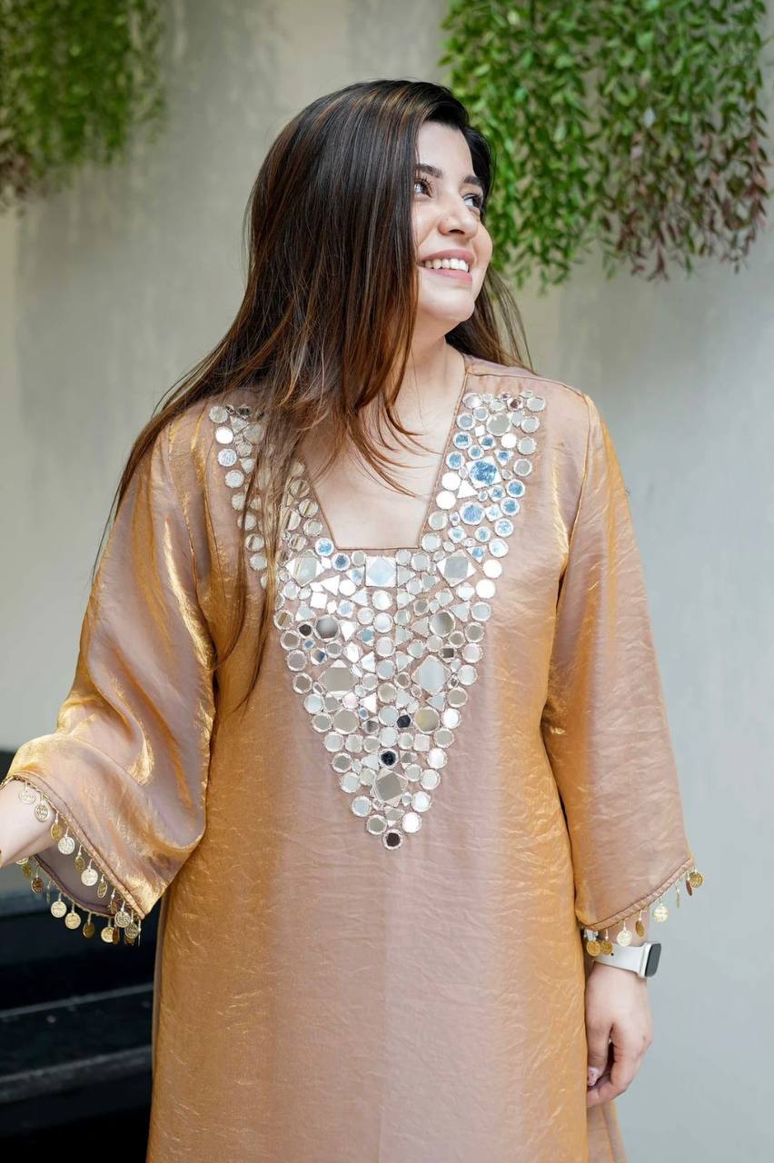 Golden Mirage Mirror Work Kurta Set