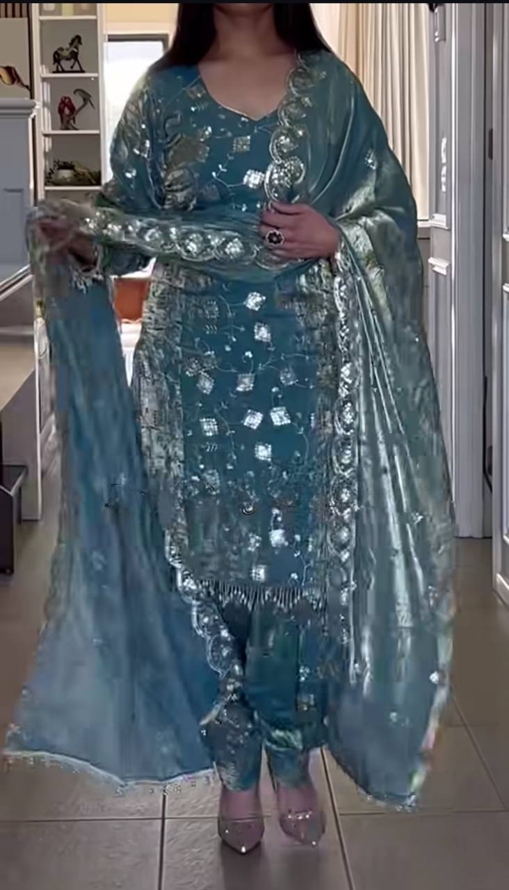 Elegant Blue Glamour Ethnic Grace with a Modern Touch