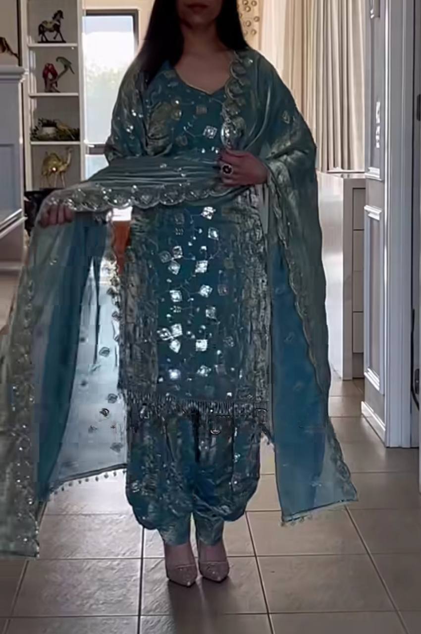 Elegant Blue Glamour Ethnic Grace with a Modern Touch