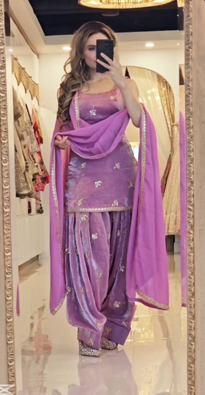 Royal Maroon Patiala Grace Starry Embroidered Heritage Look
