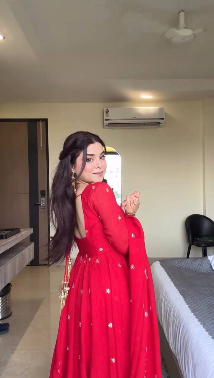 Neha Red Classic Anarkali Suit Set