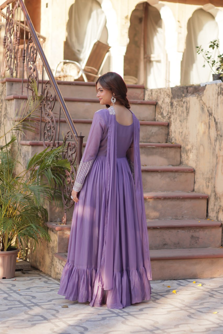 Samara Embroidered Anarkali Gown Set with Dupatta
