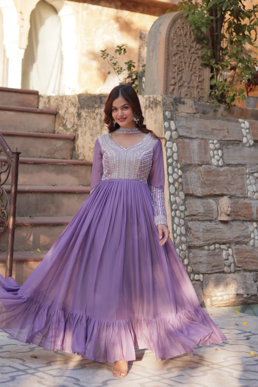 Samara Embroidered Anarkali Gown Set with Dupatta
