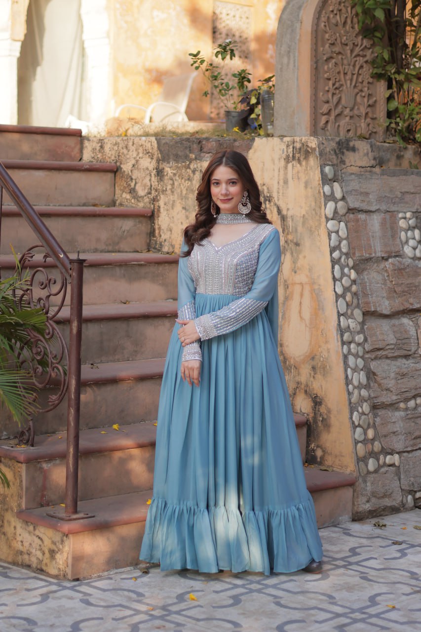 Samara Embroidered Anarkali Gown Set with Dupatta