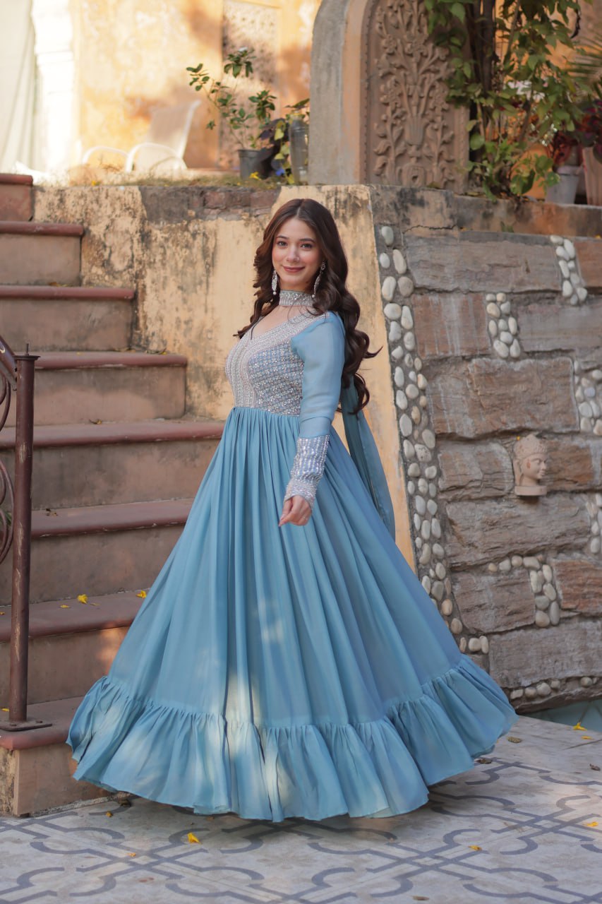 Samara Embroidered Anarkali Gown Set with Dupatta