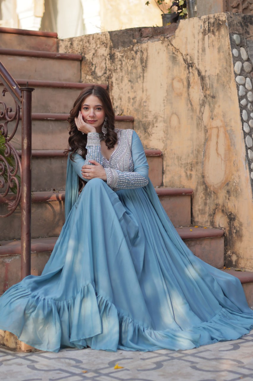 Samara Embroidered Anarkali Gown Set with Dupatta