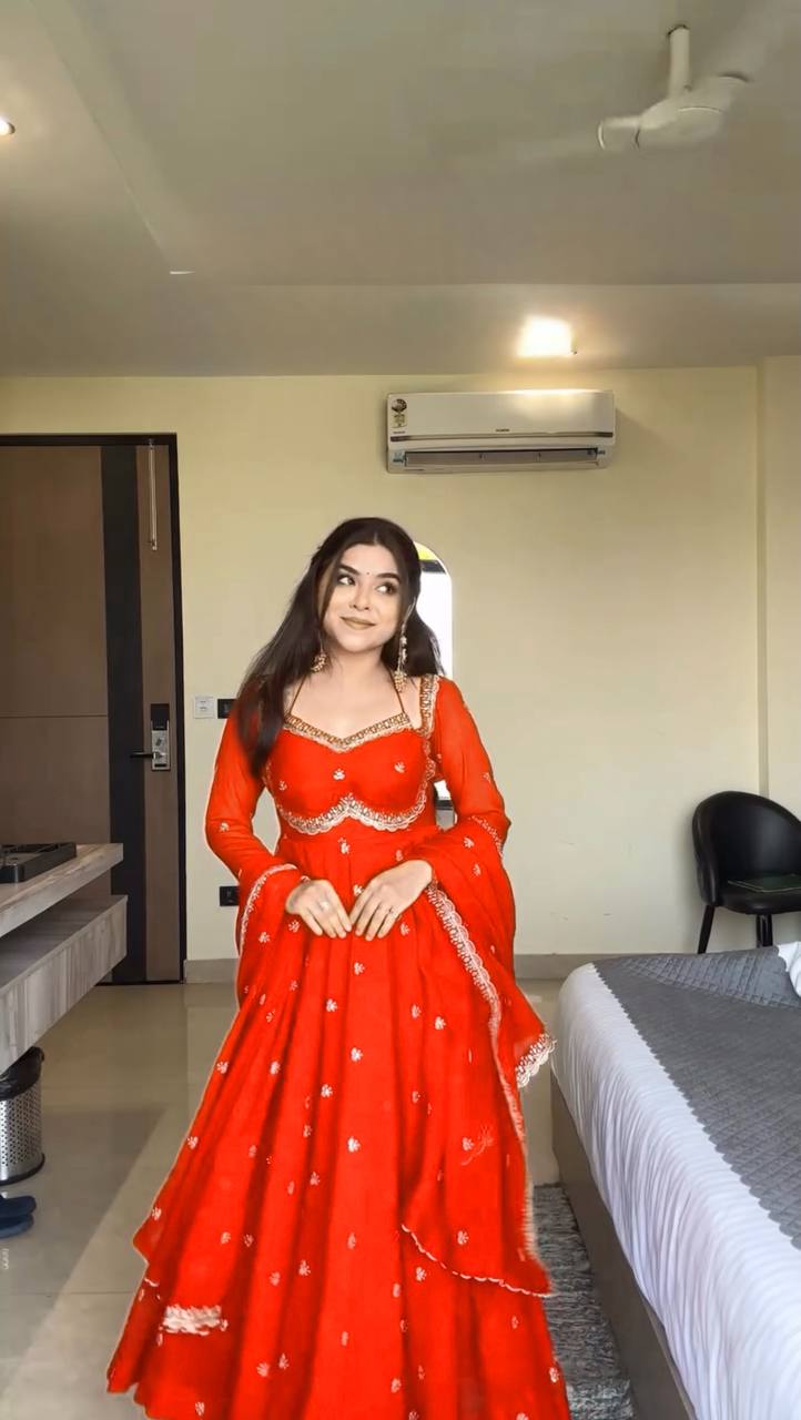 Neha Red Classic Anarkali Suit Set