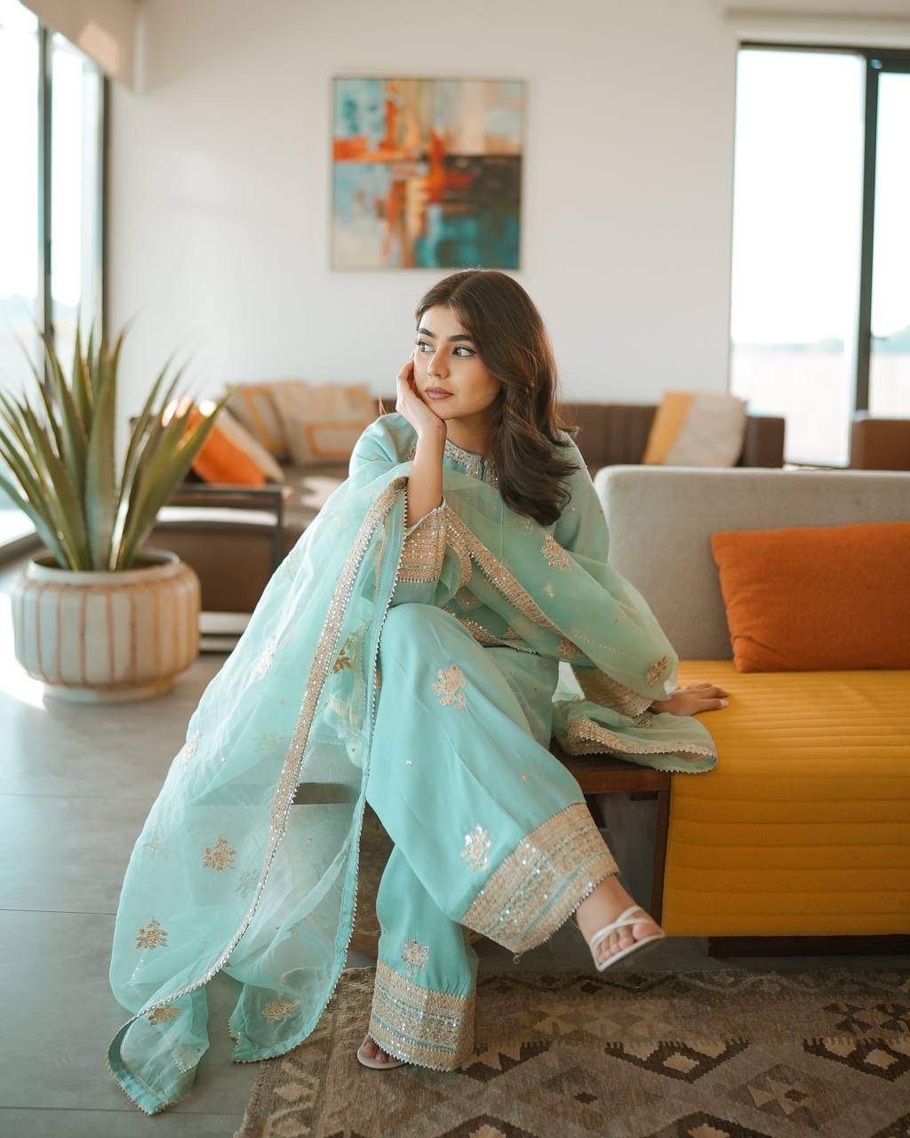 Noorani Pur Natural Crepe Farshi Palazzo Set