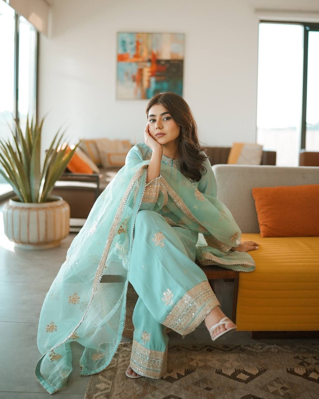 Noorani Pur Natural Crepe Farshi Palazzo Set