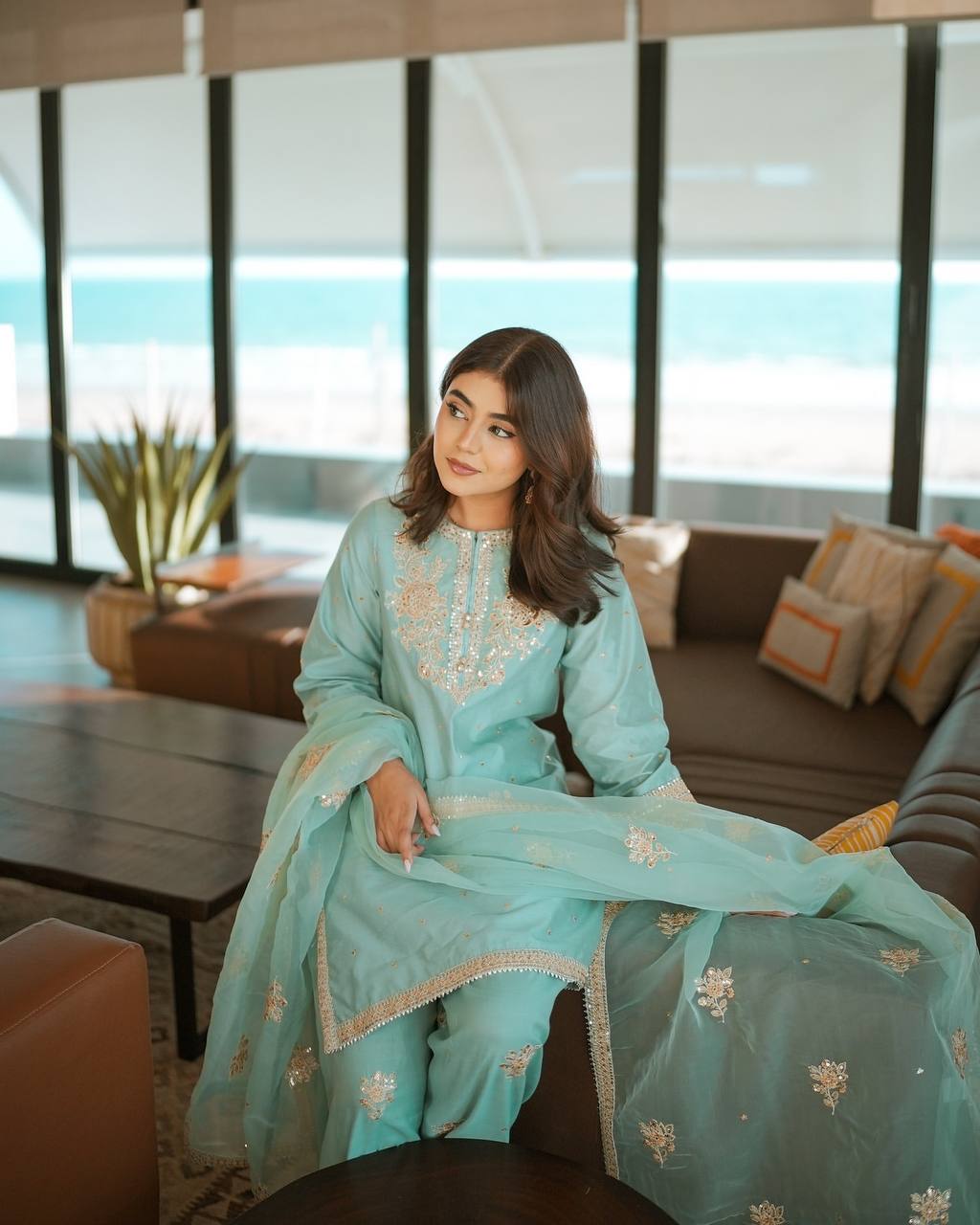 Noorani Pur Natural Crepe Farshi Palazzo Set