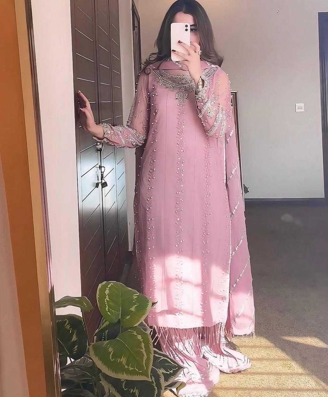 Kayra Designer Pastel Pink Plazzo Set