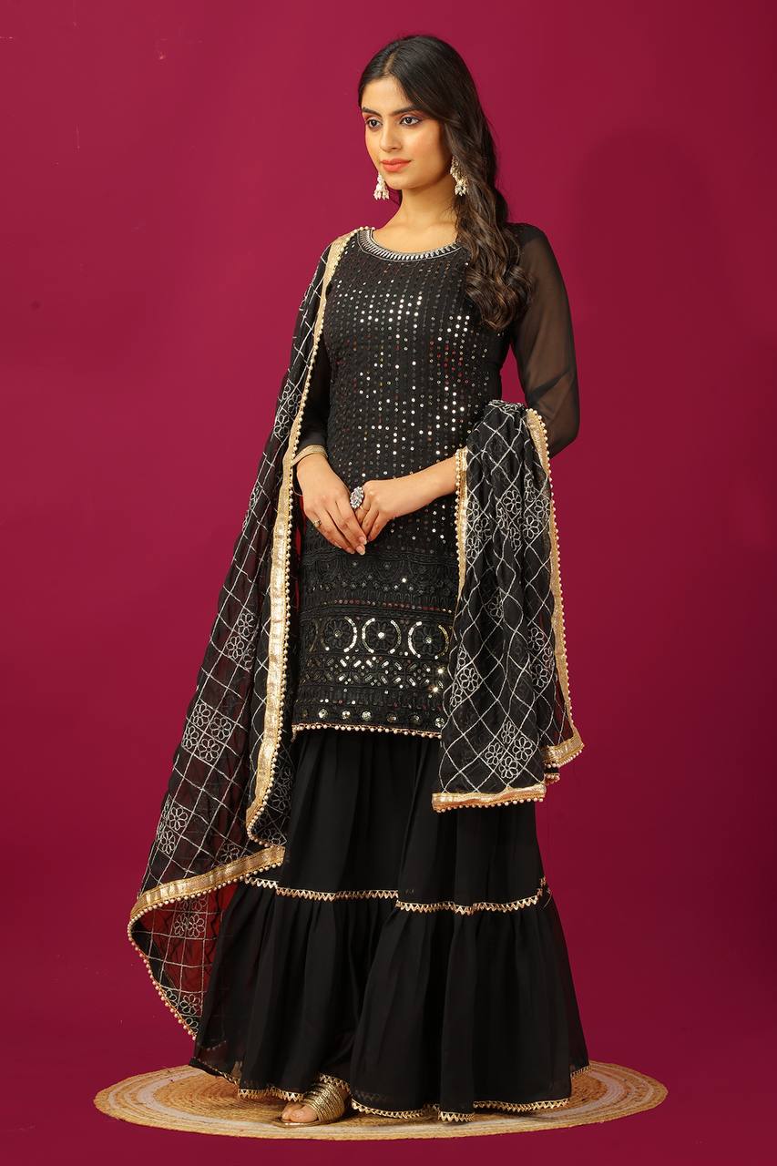 Golden Glam A Fusion of Tradition Sharara Set