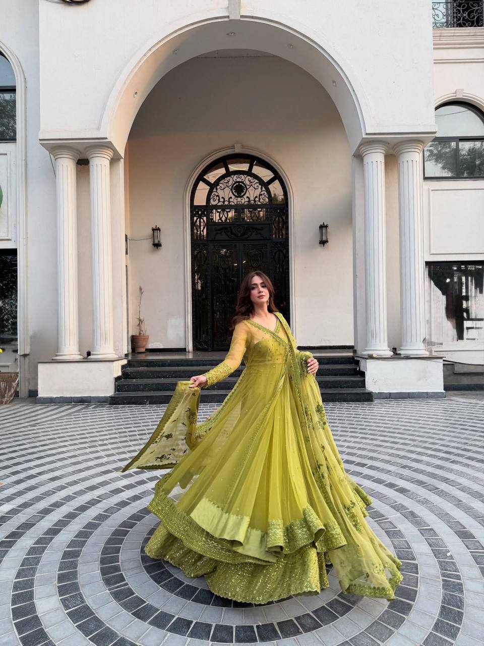 Miesha Butterfly net Designer Party Wear Gown Set