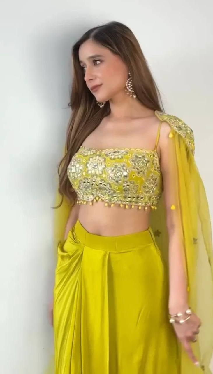 Alfiya Embroidered Draped Dhoti Set with Sheer Cape
