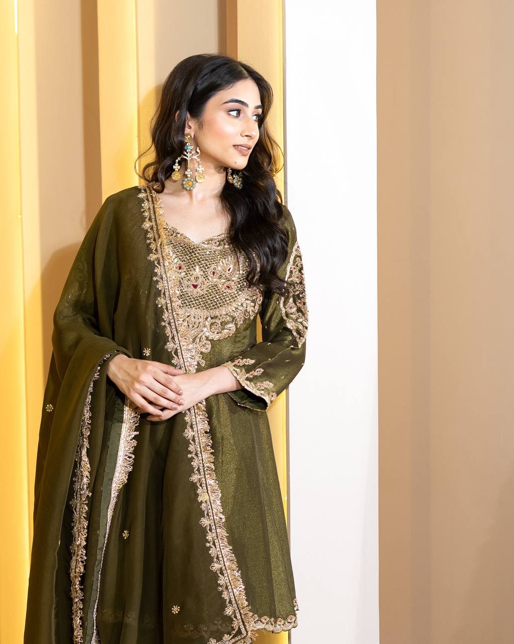Kasturi Simar Silk French Crep Kali Cutting Sharara