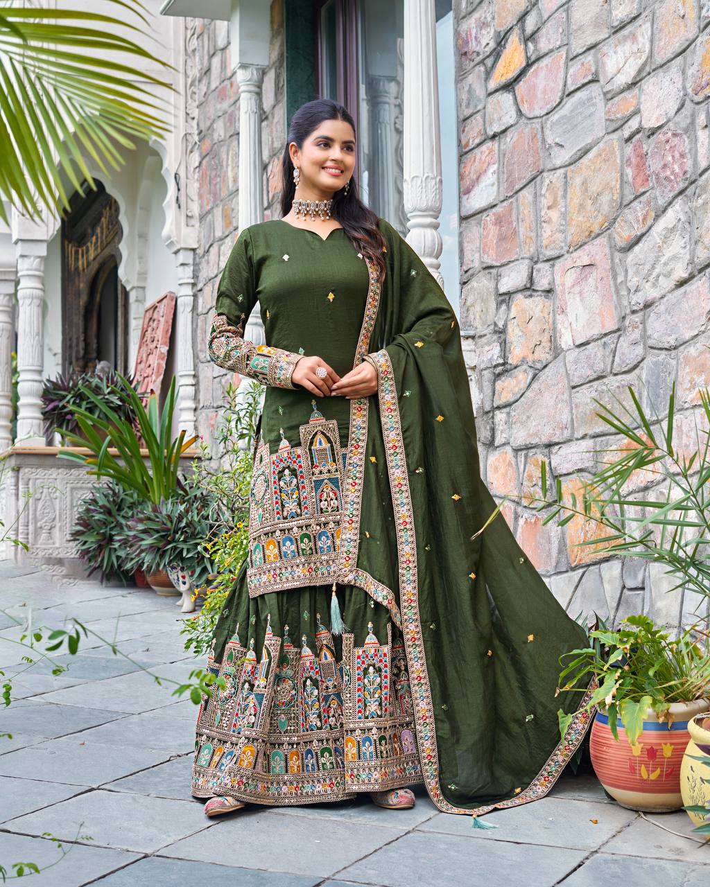 Flora Flaire Chinnon Silk Party Wear Suit