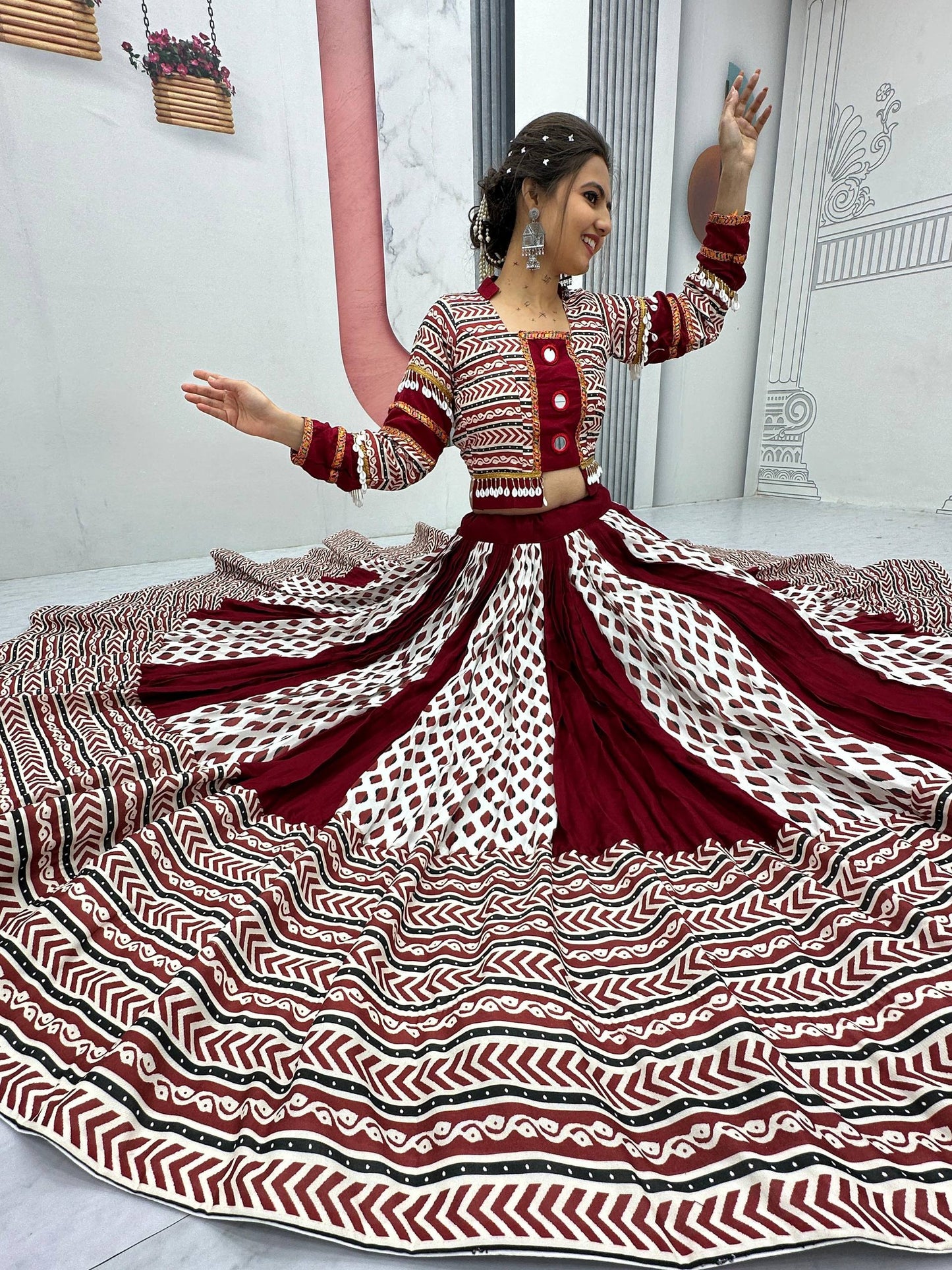 Ajarakh Riyon Cotton Lehenga Choli Set