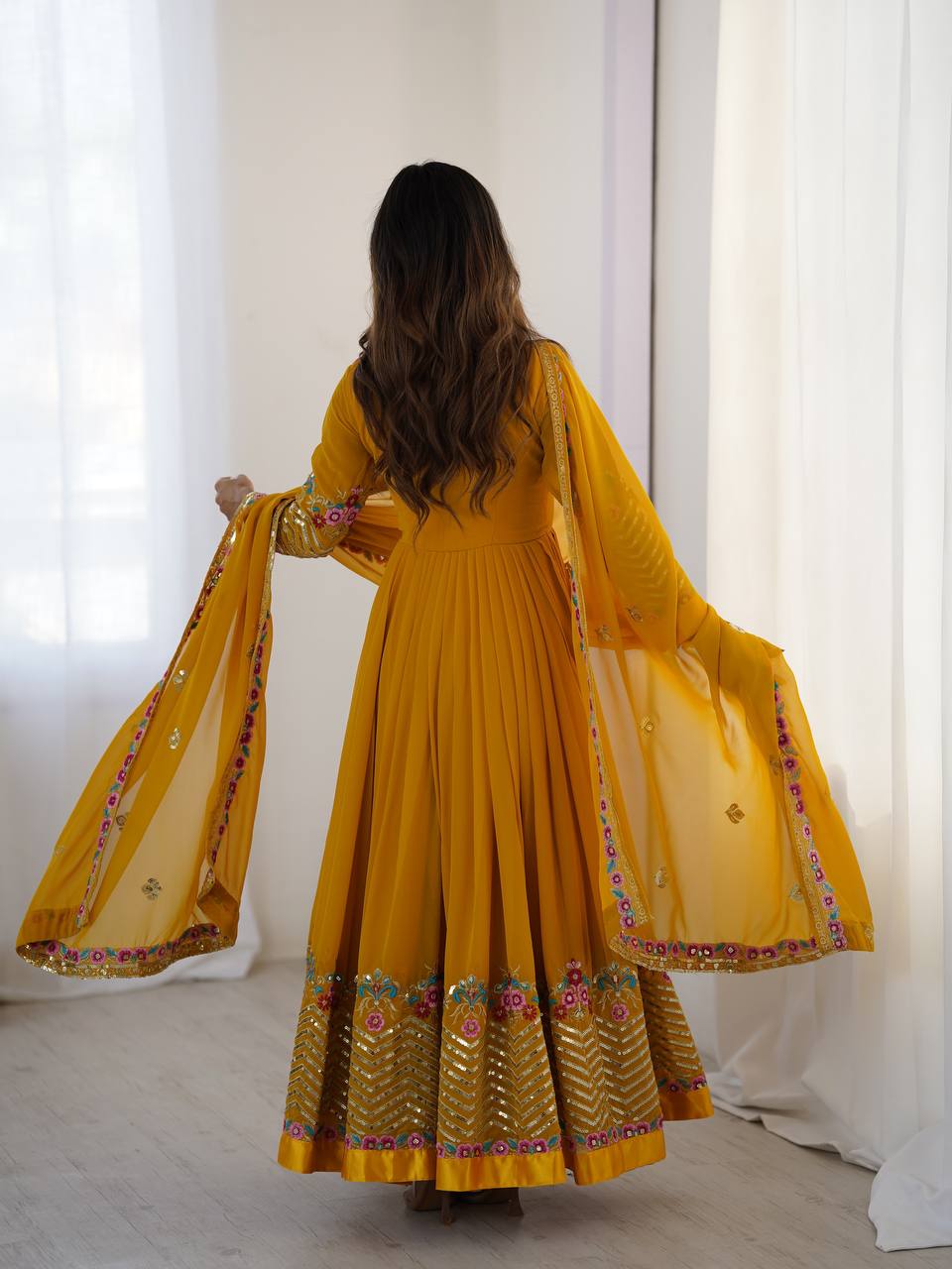 Riwaayat Mustard Designer Party Wear Gown