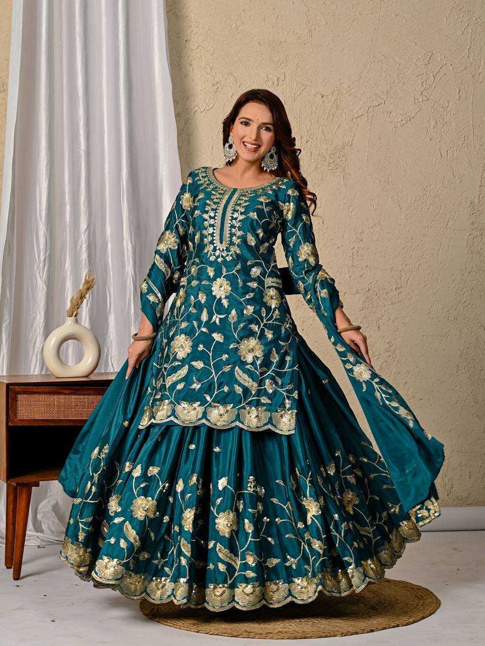Diana chinnon Silk  Designer Party Wear Lehenga Styles