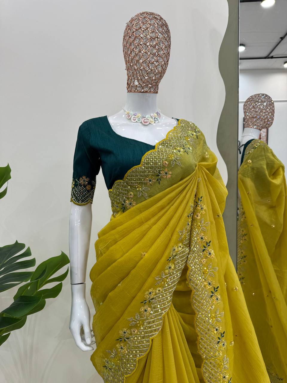 The Sophistication of Crunchy Silk Mustard Saree