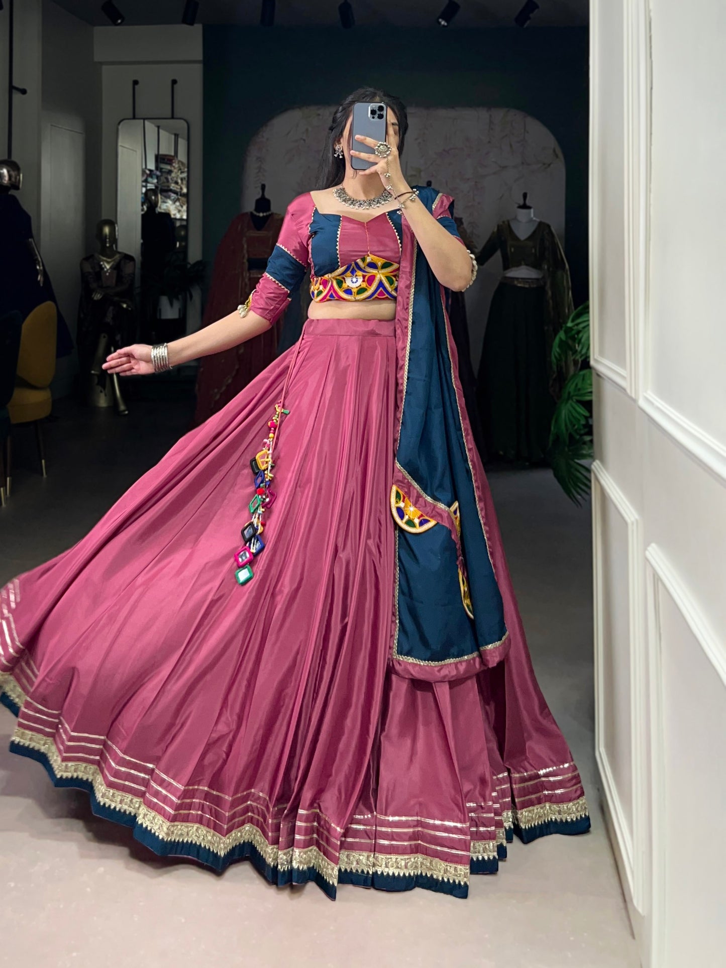 Zehra Sequins And Thread Embroidery Gotta Patti Lace Lehenga choli