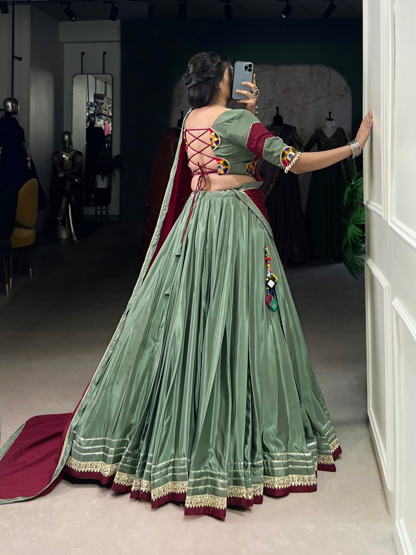 Zehra Sequins And Thread Embroidery Gotta Patti Lace Lehenga choli