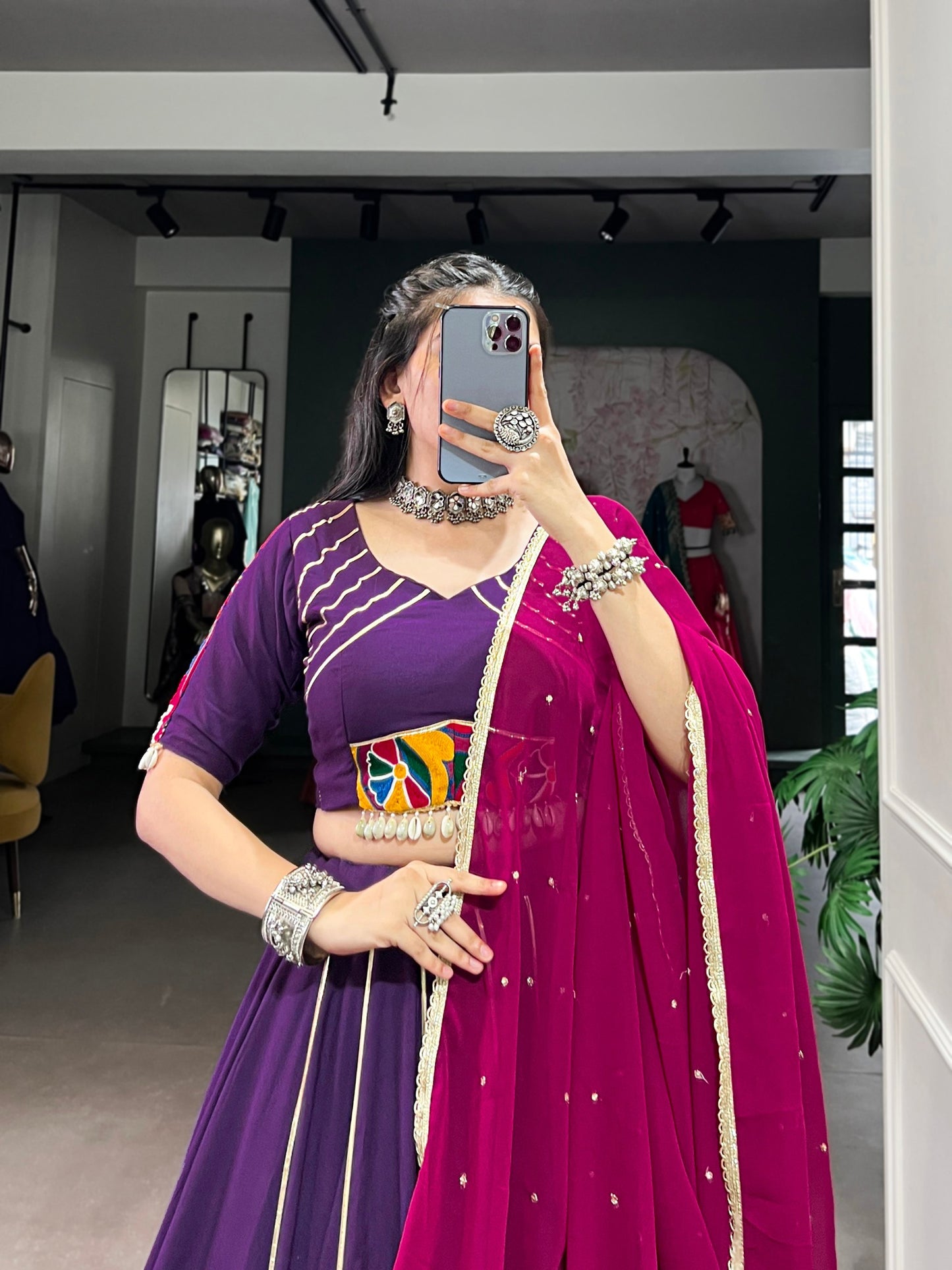 Naaznin Pure Rayon Silk Gotta Patti Lace Lehenga Set
