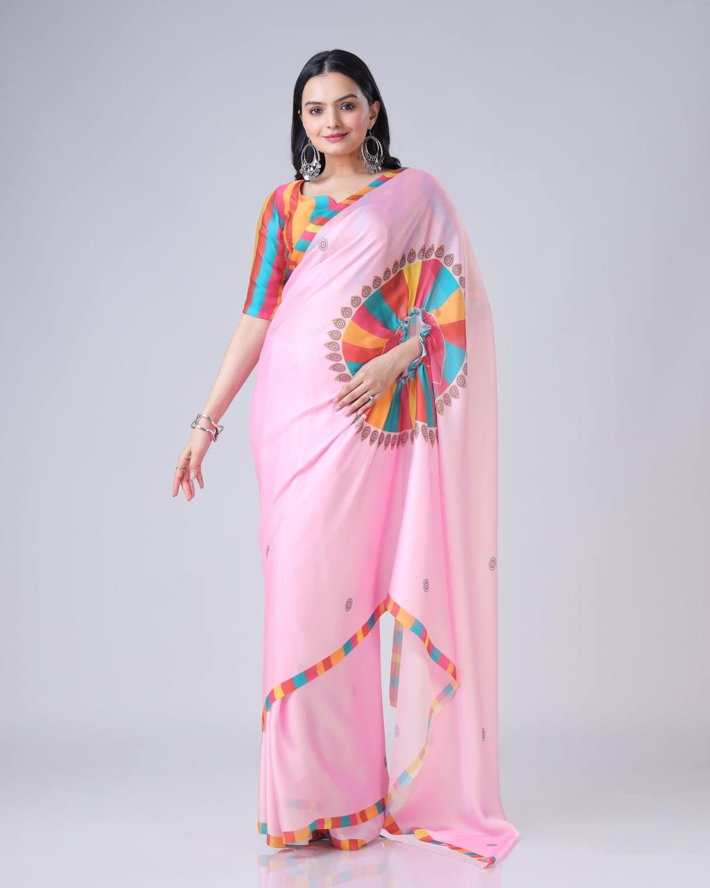 Murlidhar Garden Flute Japan Satin Saree