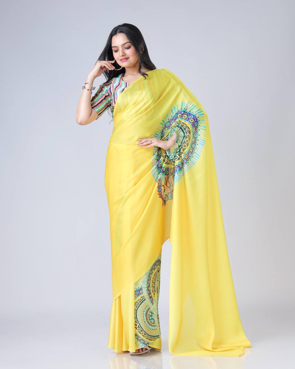 Murlidhar Garden Flute Japan Satin Saree