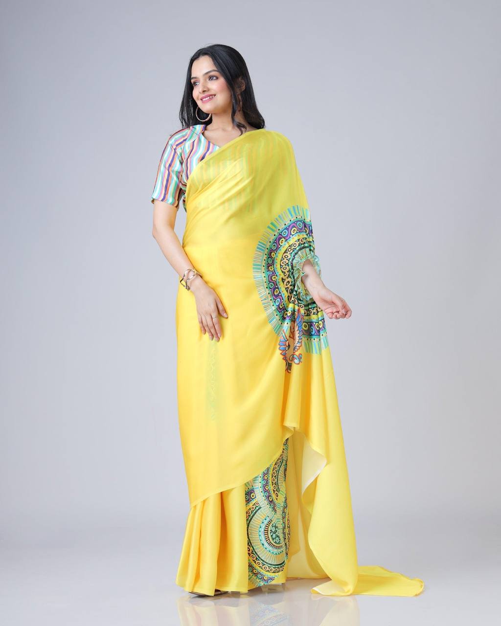 Murlidhar Garden Flute Japan Satin Saree