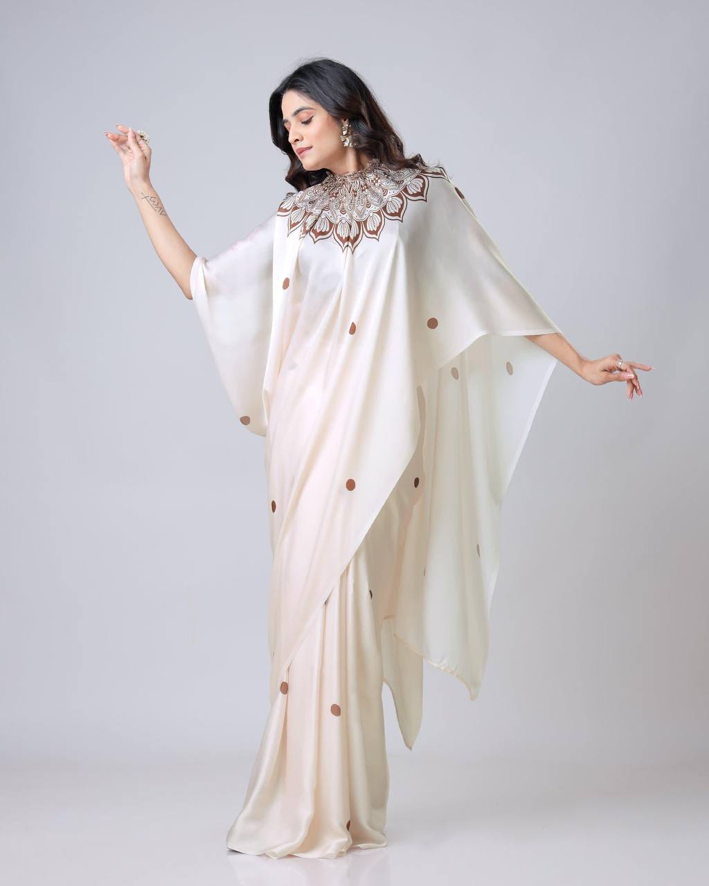 Krishna Digital Print Satin Saree