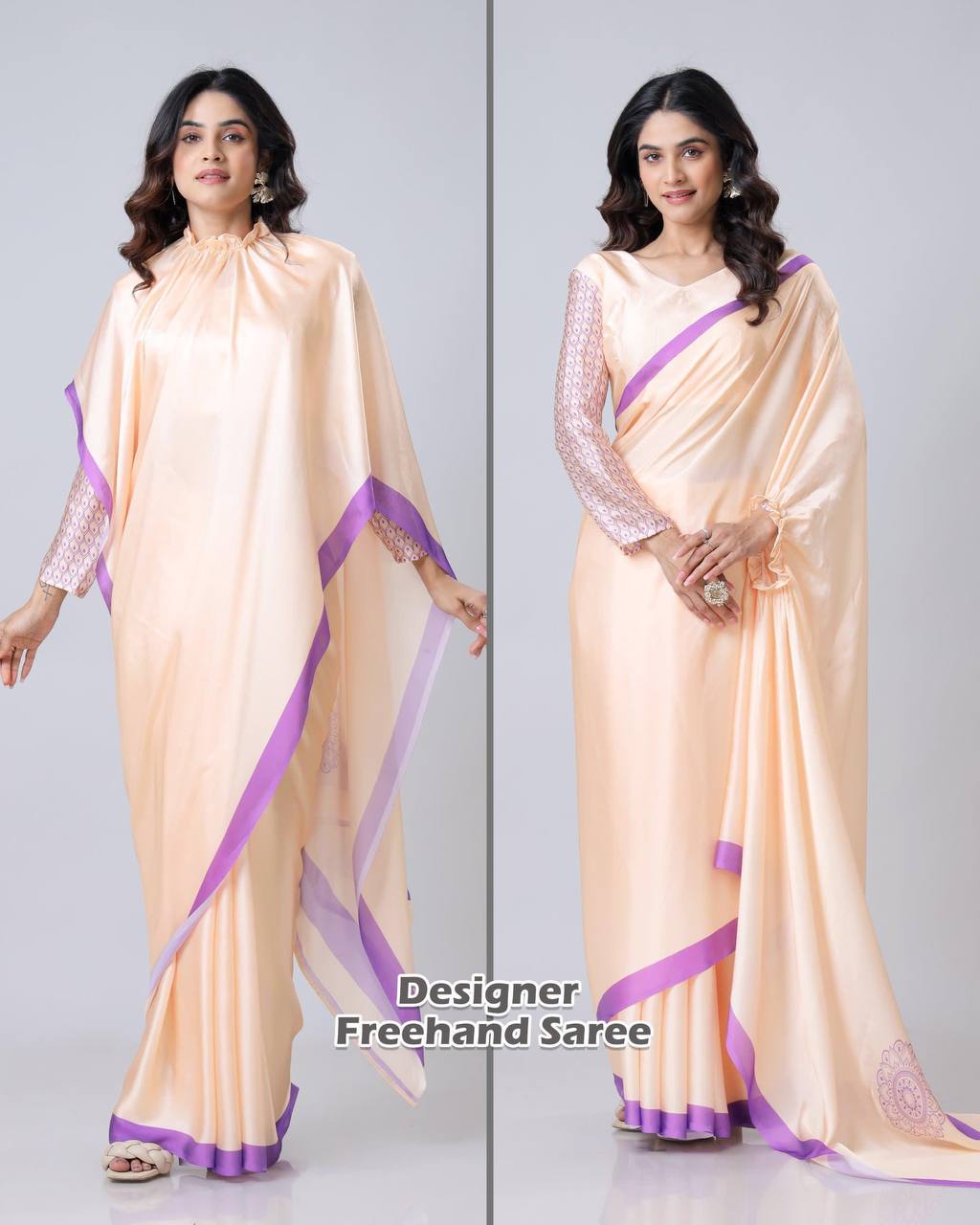 Krishna Digital Print Satin Saree