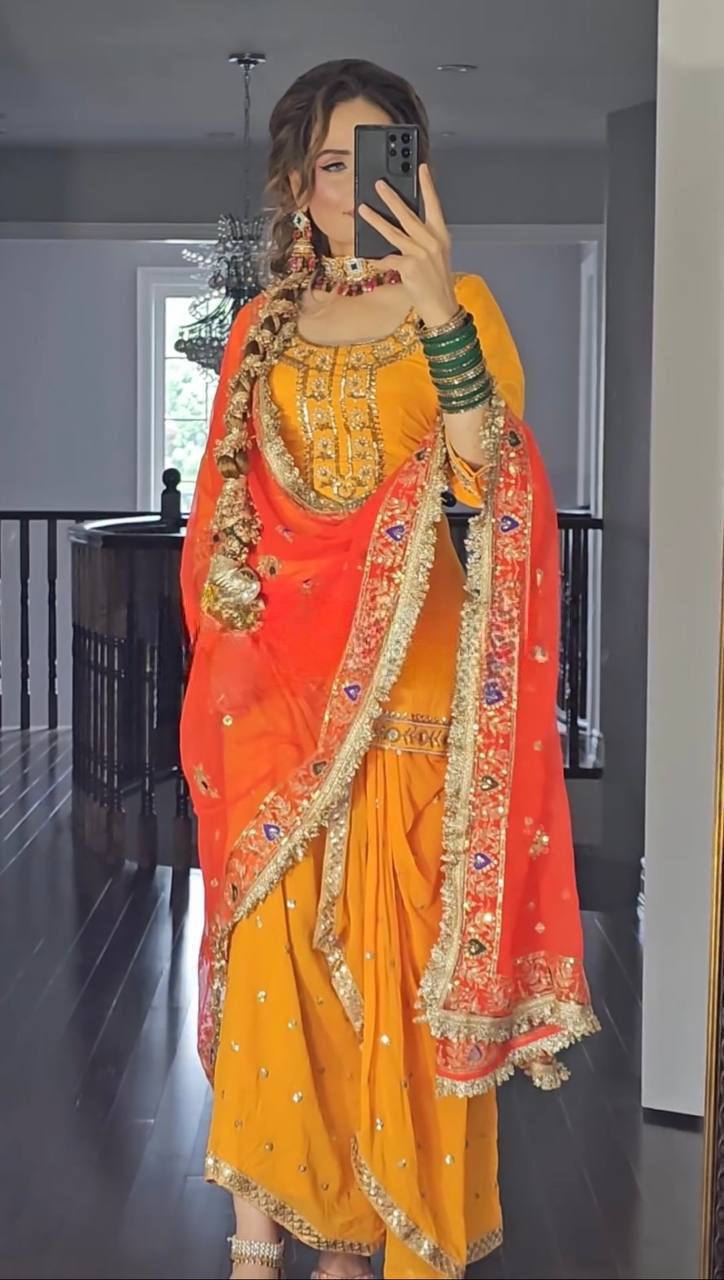 Surkh Sozni Malay Satin Dhoti Styles Patiala