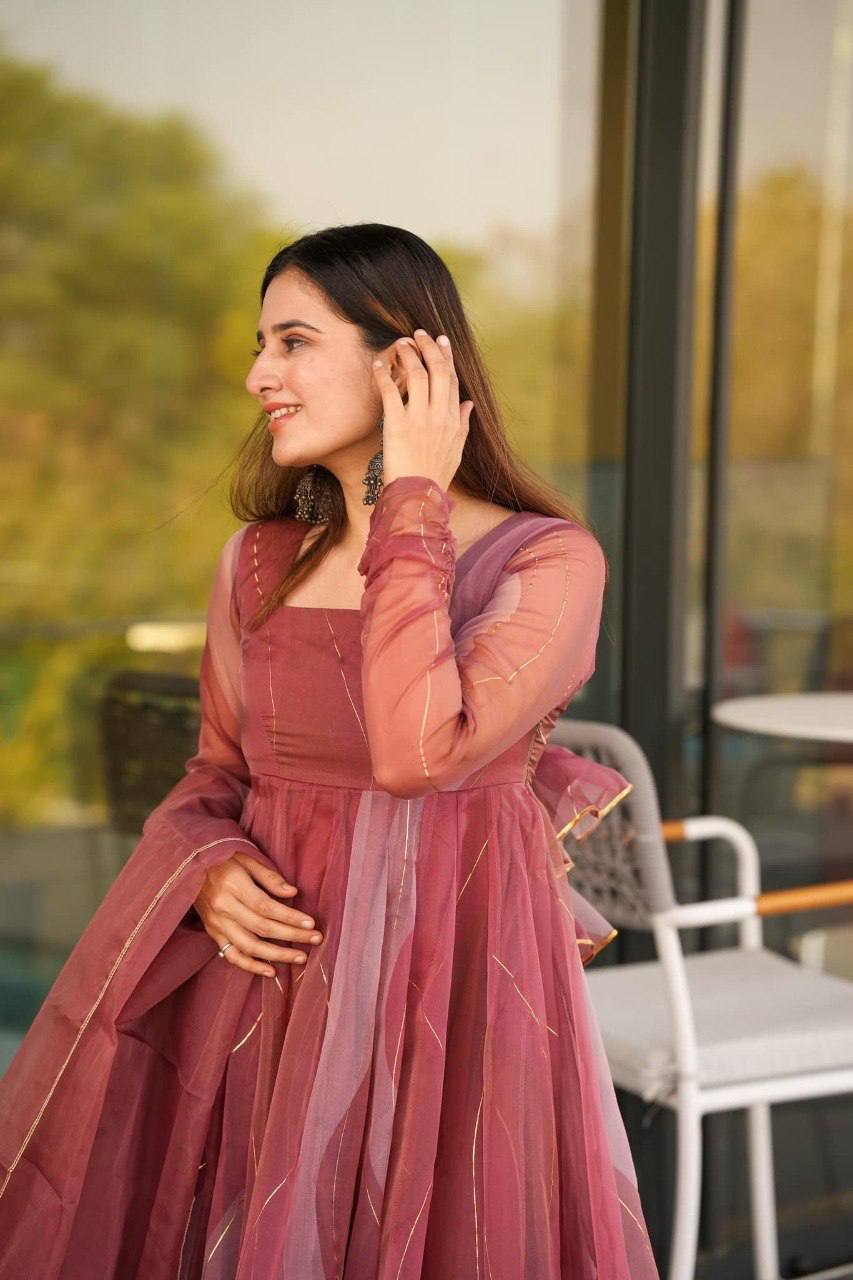 Reeva’s Blush Breeze Organza Anarkali Set