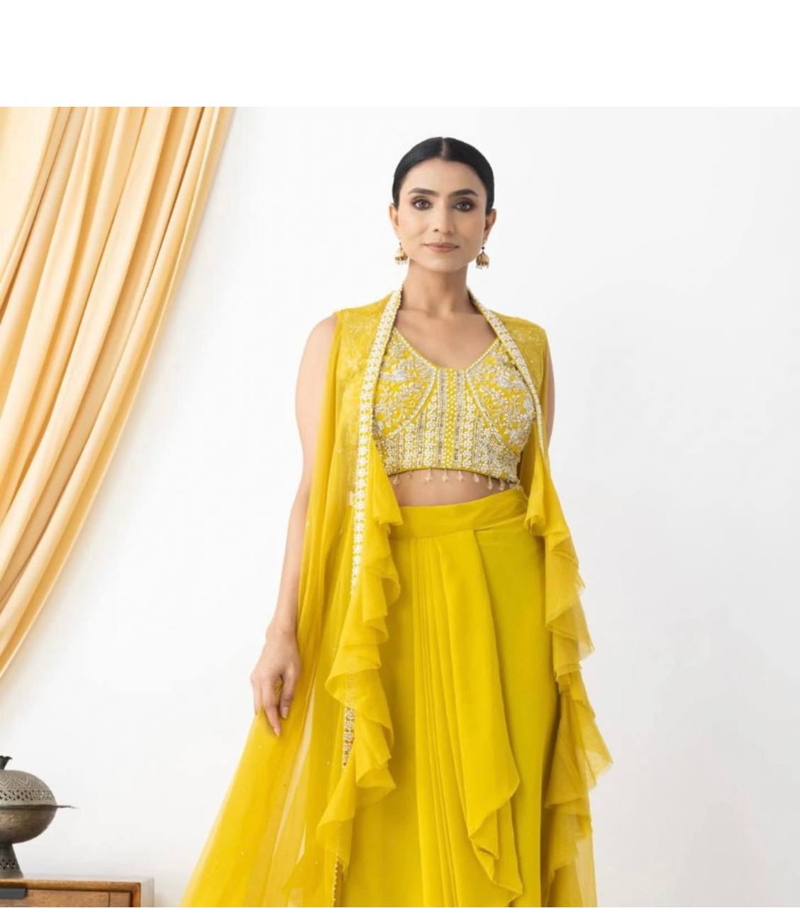 Misha Mustard & Mauve Three Piece Indo western