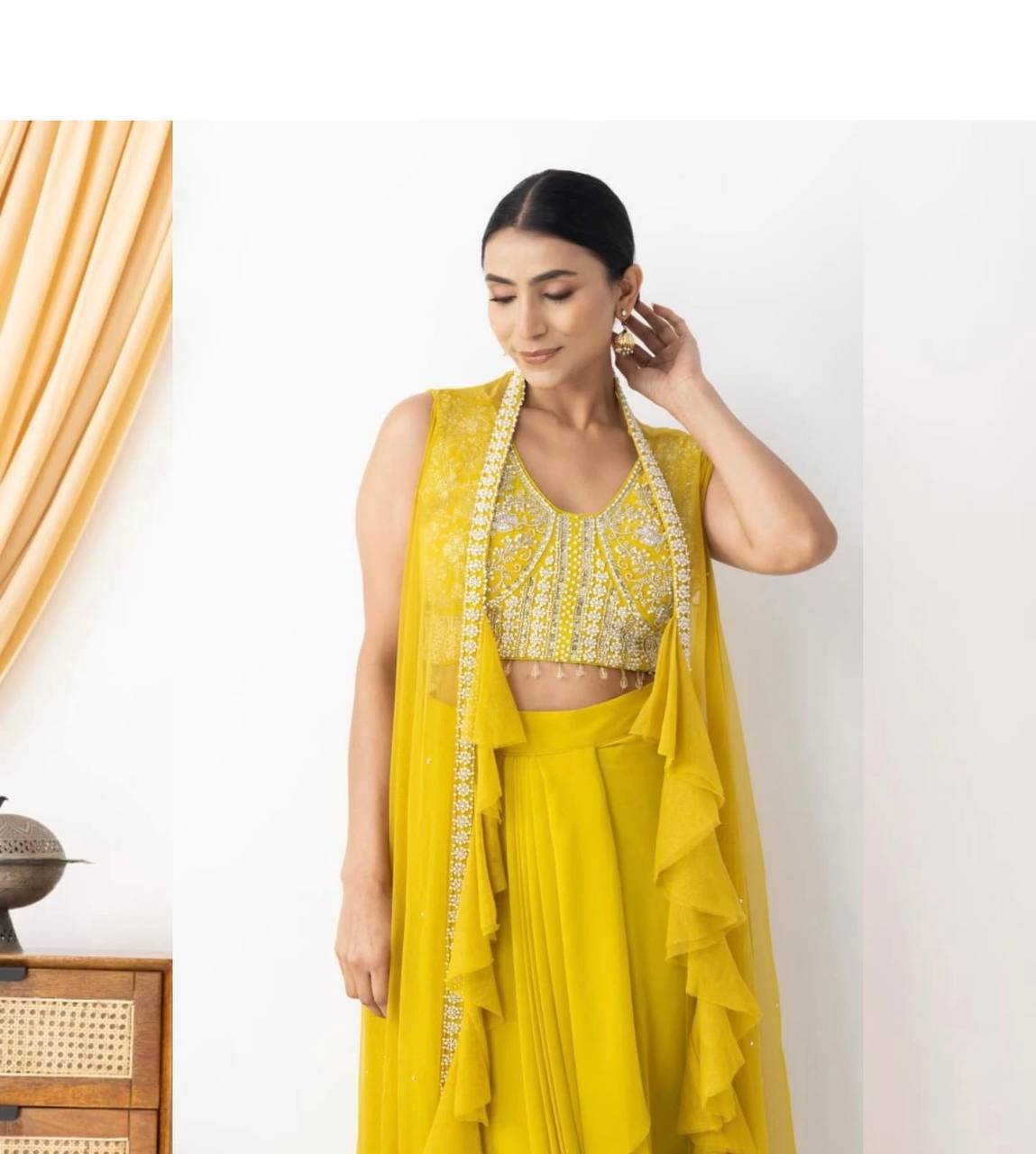 Misha Mustard & Mauve Three Piece Indo western