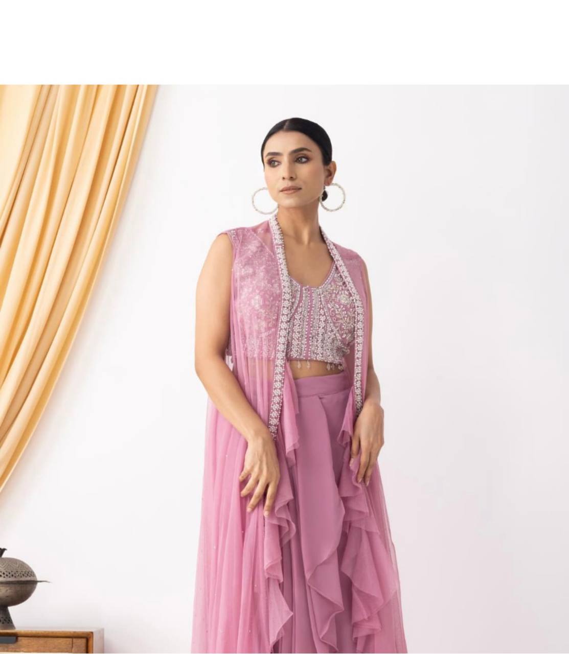 Misha Mustard & Mauve Three Piece Indo western
