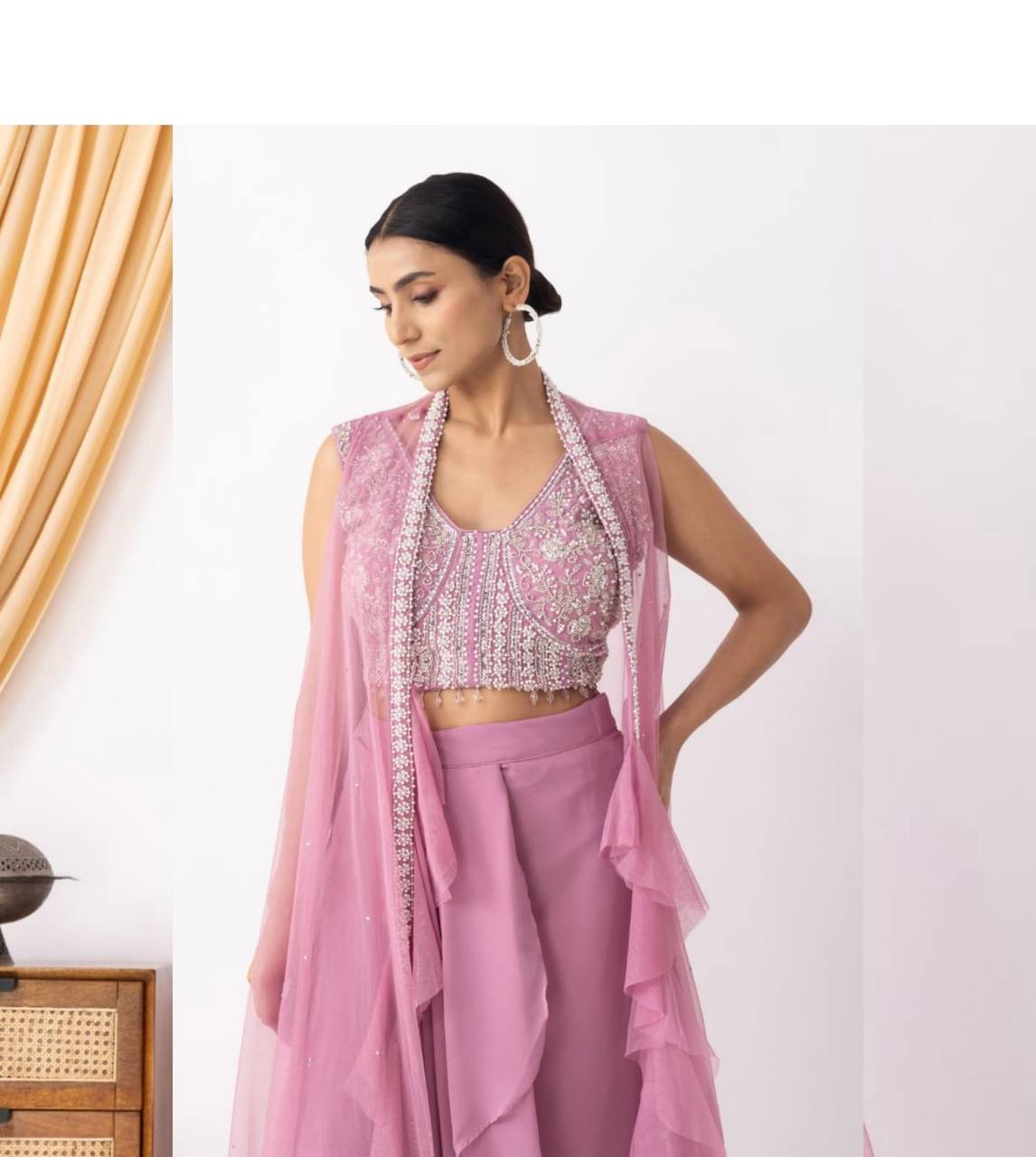 Misha Mustard & Mauve Three Piece Indo western
