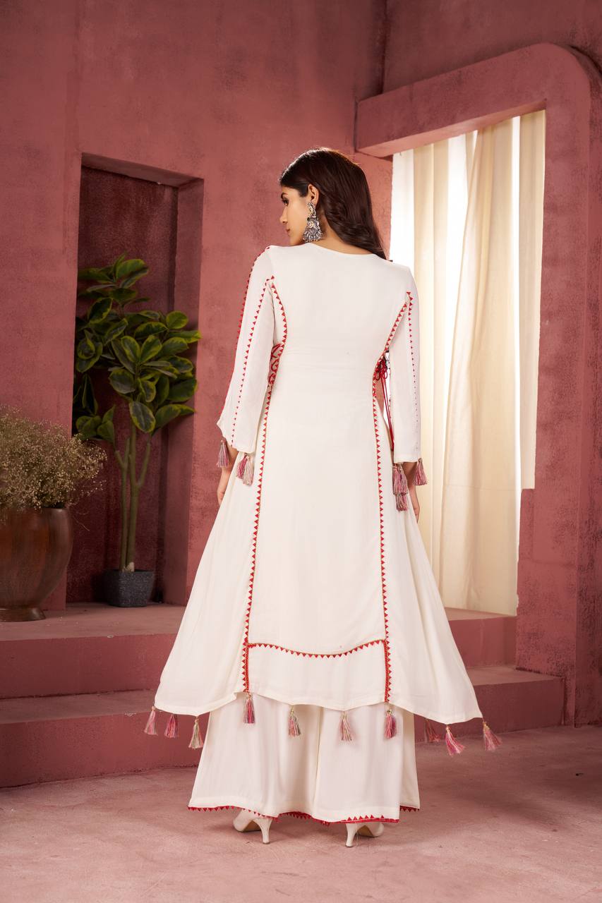 Zakhi Real Mirror Work & Fancy Lace Dori Cord Set