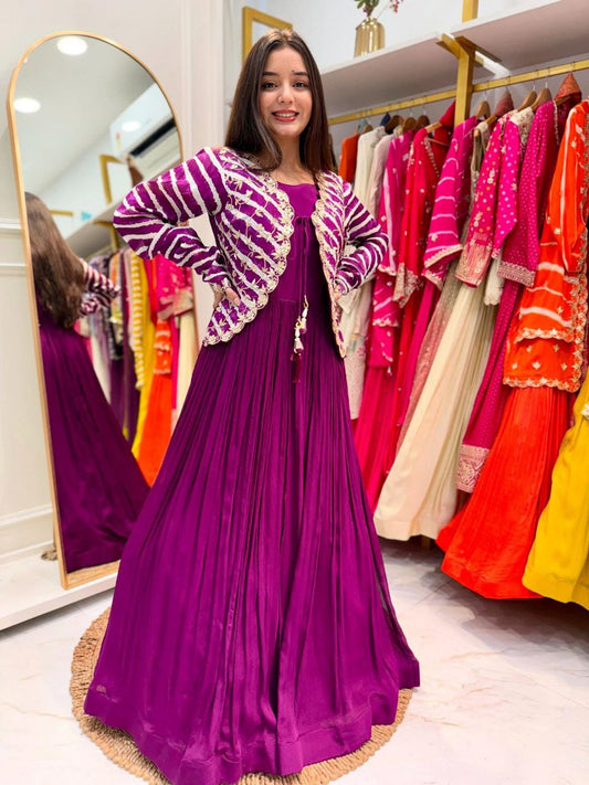 Kavira Designer Party Ware Laining Jecket Gown